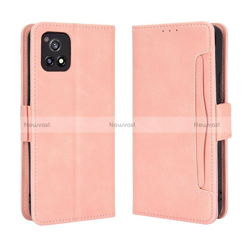 Leather Case Stands Flip Cover Holder BY3 for Vivo iQOO U3 5G Pink