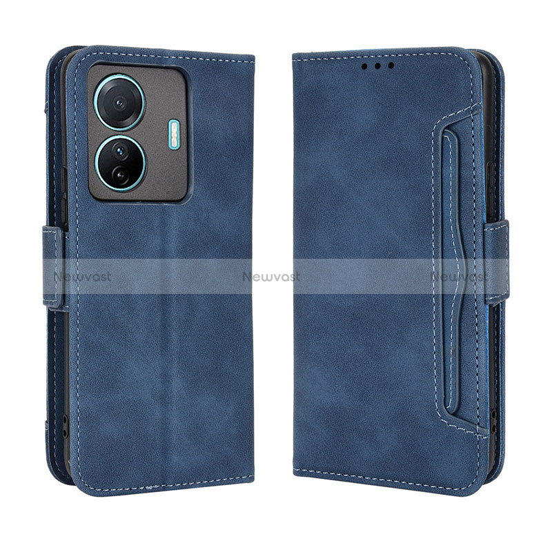 Leather Case Stands Flip Cover Holder BY3 for Vivo T1 5G Blue