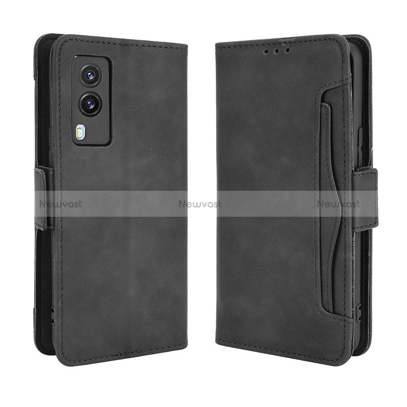 Leather Case Stands Flip Cover Holder BY3 for Vivo V21e 5G Black