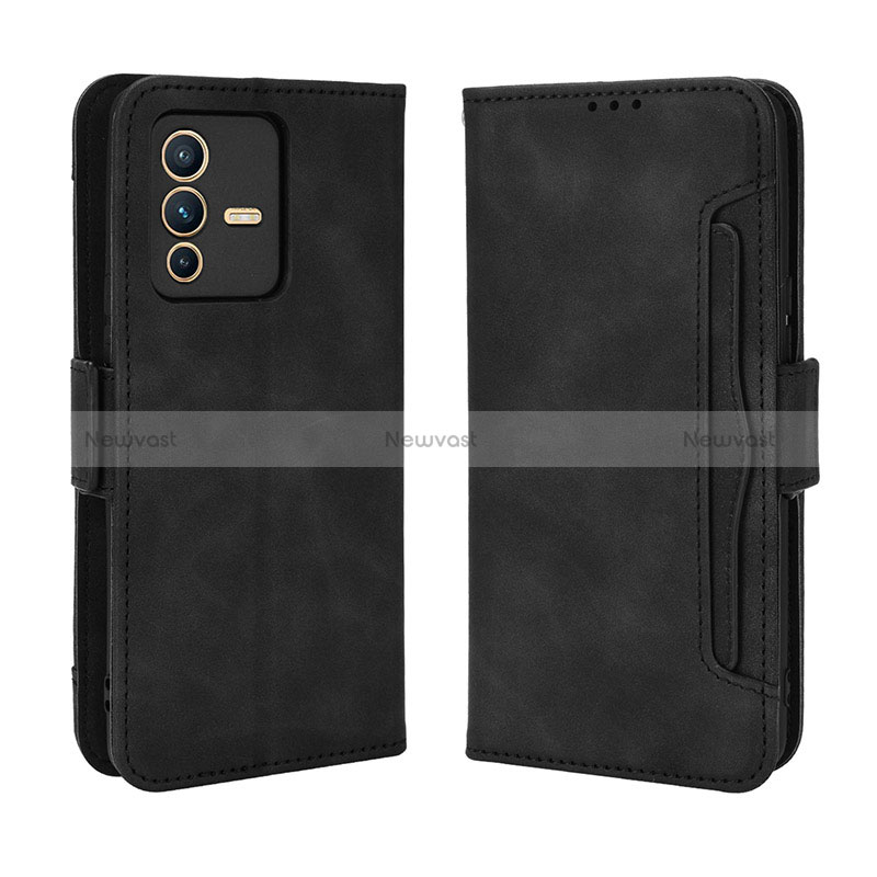 Leather Case Stands Flip Cover Holder BY3 for Vivo V23 Pro 5G Black