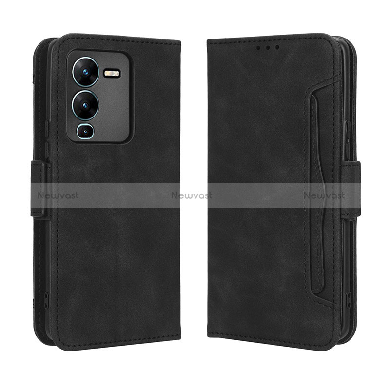 Leather Case Stands Flip Cover Holder BY3 for Vivo V25 Pro 5G Black
