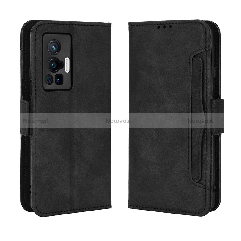 Leather Case Stands Flip Cover Holder BY3 for Vivo X70 Pro 5G Black