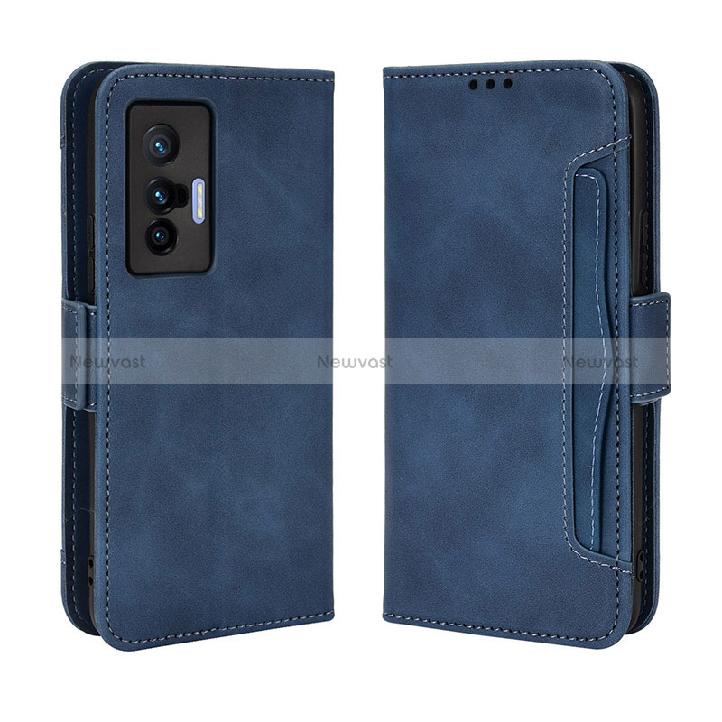 Leather Case Stands Flip Cover Holder BY3 for Vivo X70t Blue