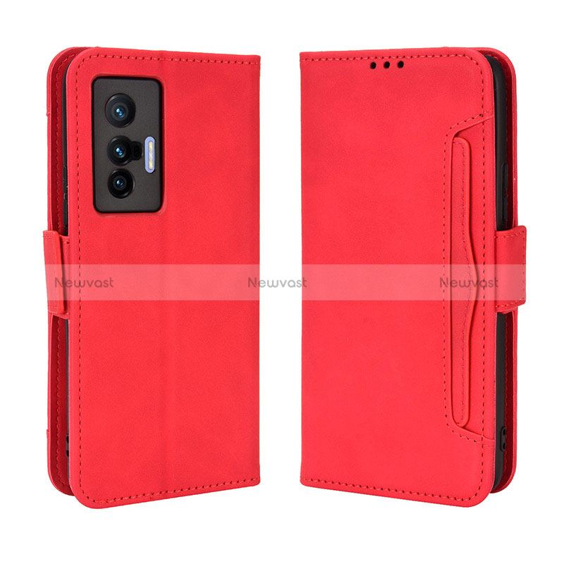 Leather Case Stands Flip Cover Holder BY3 for Vivo X70t Red