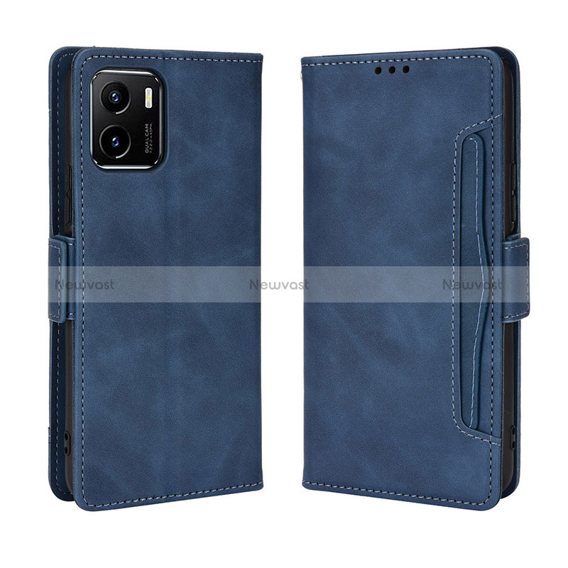 Leather Case Stands Flip Cover Holder BY3 for Vivo Y01 Blue