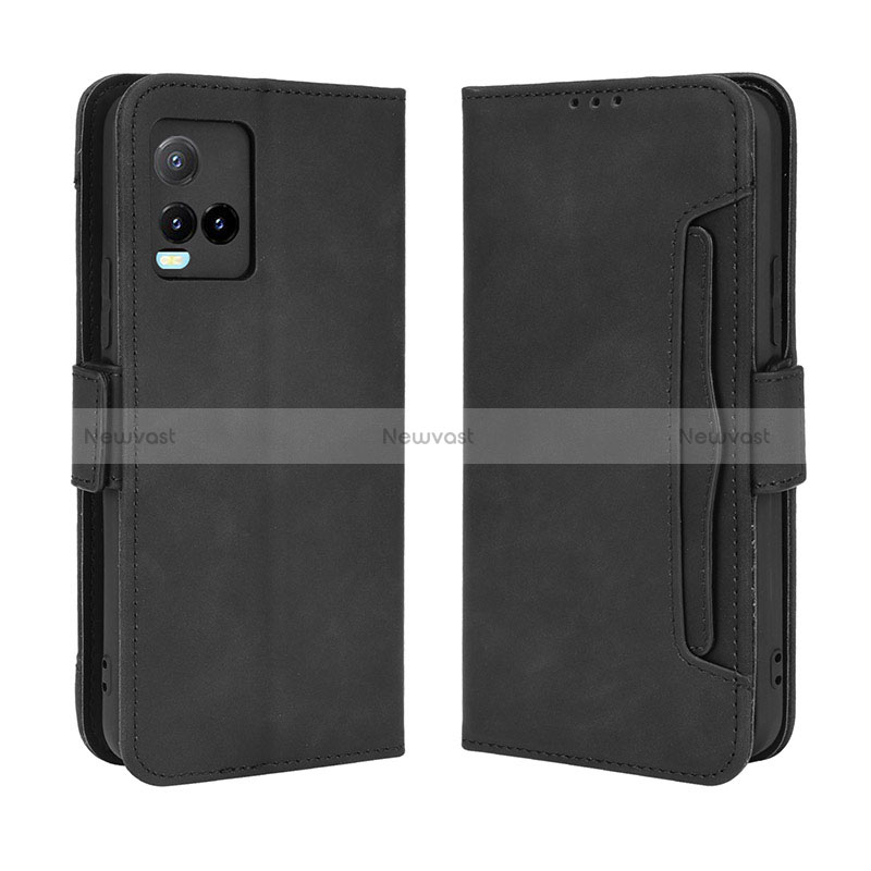 Leather Case Stands Flip Cover Holder BY3 for Vivo Y21a Black