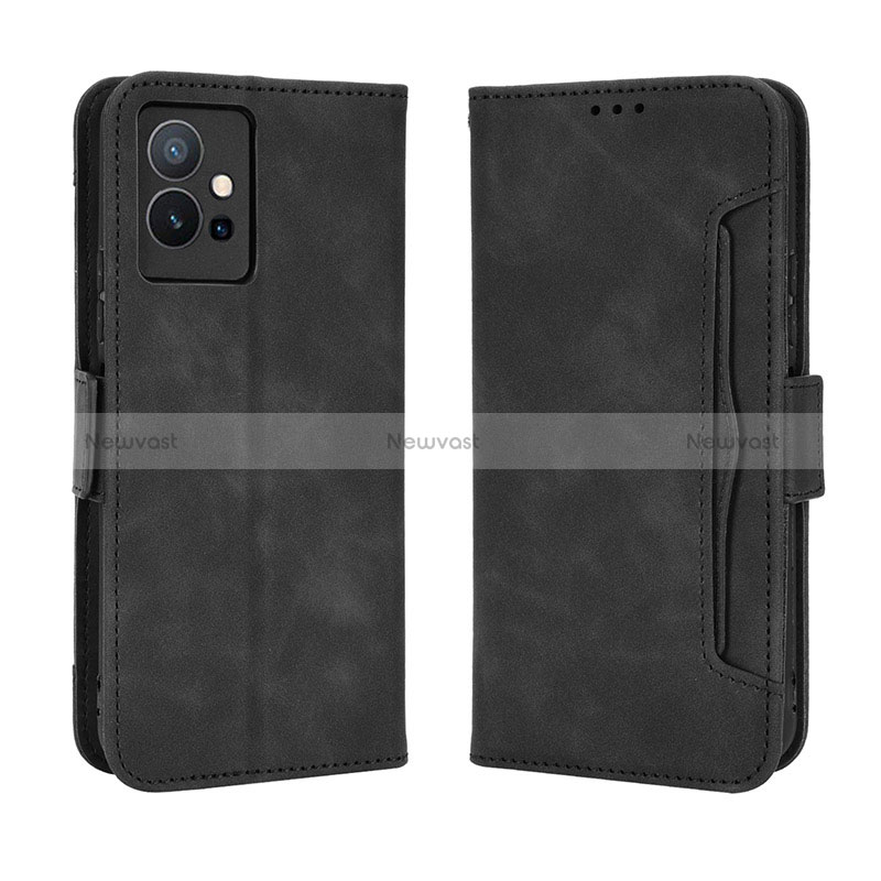 Leather Case Stands Flip Cover Holder BY3 for Vivo Y30 5G Black