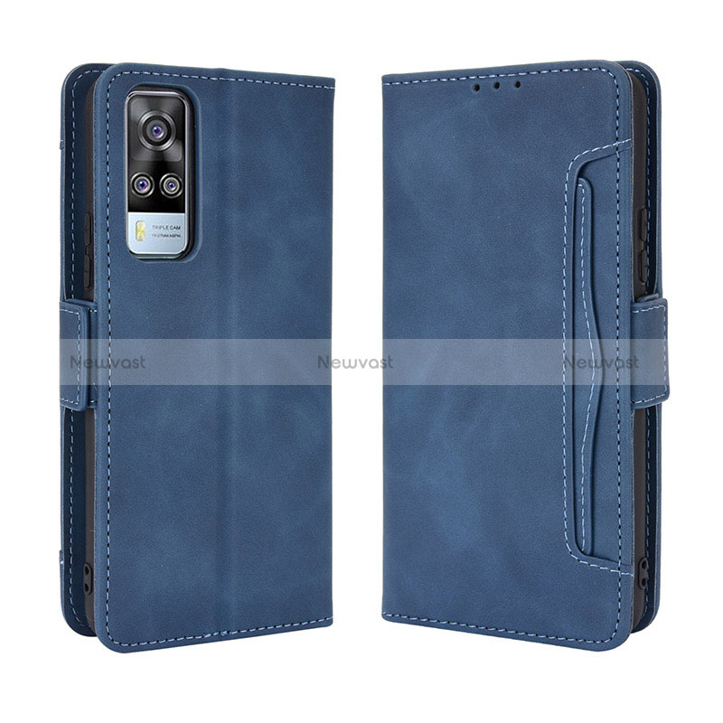 Leather Case Stands Flip Cover Holder BY3 for Vivo Y51A Blue