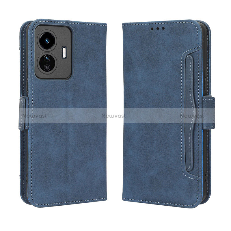 Leather Case Stands Flip Cover Holder BY3 for Vivo Y77e t1 Blue