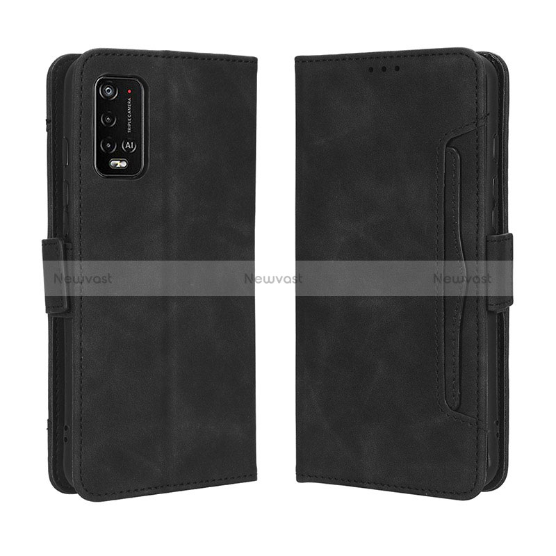 Leather Case Stands Flip Cover Holder BY3 for Wiko Power U10 Black