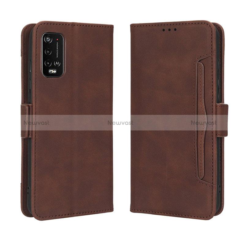 Leather Case Stands Flip Cover Holder BY3 for Wiko Power U10 Brown