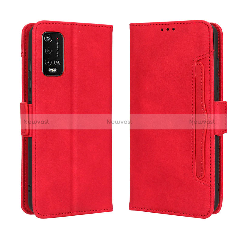 Leather Case Stands Flip Cover Holder BY3 for Wiko Power U10 Red