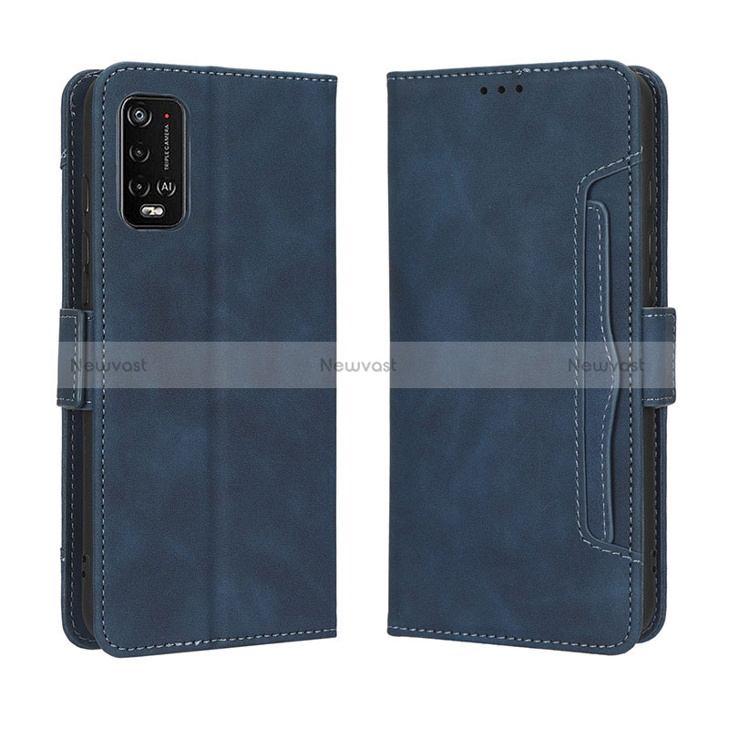 Leather Case Stands Flip Cover Holder BY3 for Wiko Power U20 Blue