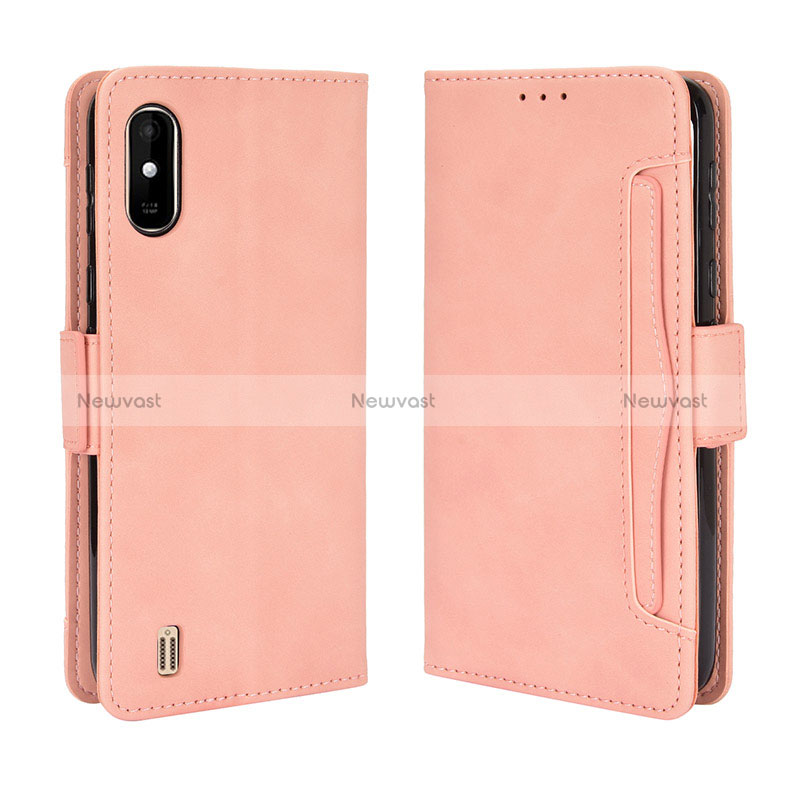 Leather Case Stands Flip Cover Holder BY3 for Wiko Y81 Pink