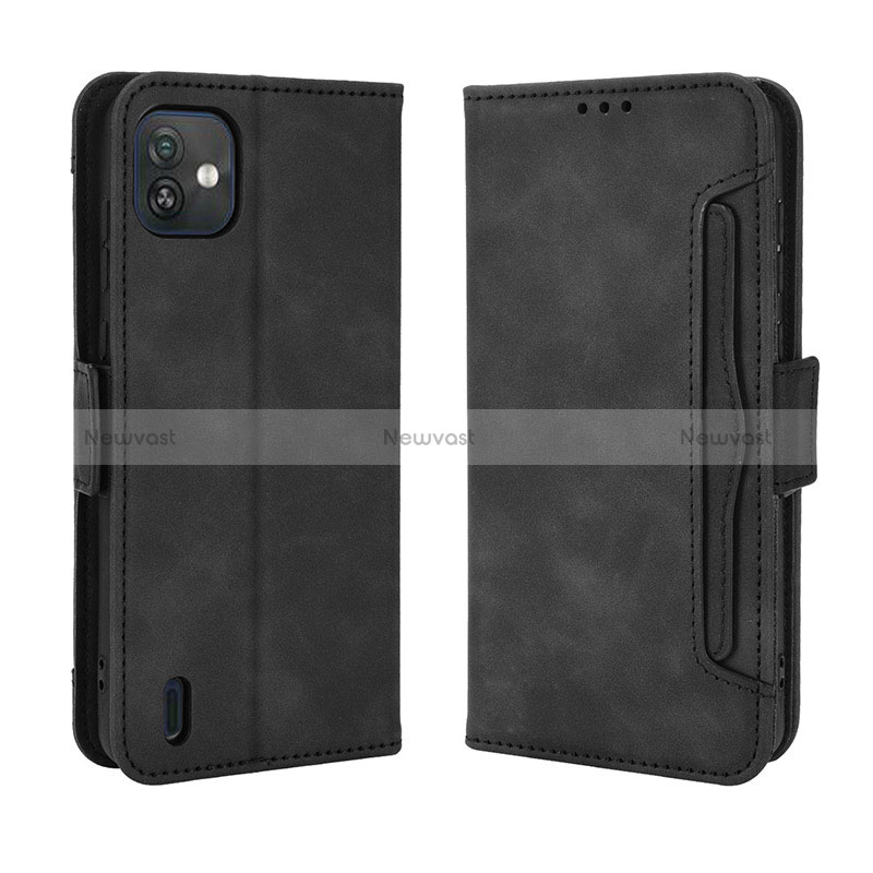 Leather Case Stands Flip Cover Holder BY3 for Wiko Y82 Black