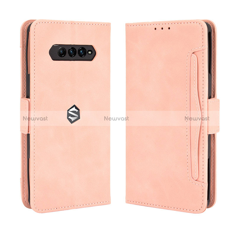 Leather Case Stands Flip Cover Holder BY3 for Xiaomi Black Shark 4 5G Pink