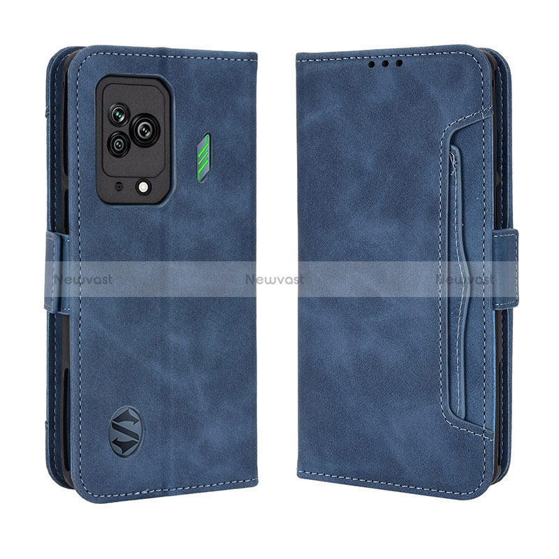 Leather Case Stands Flip Cover Holder BY3 for Xiaomi Black Shark 5 5G Blue