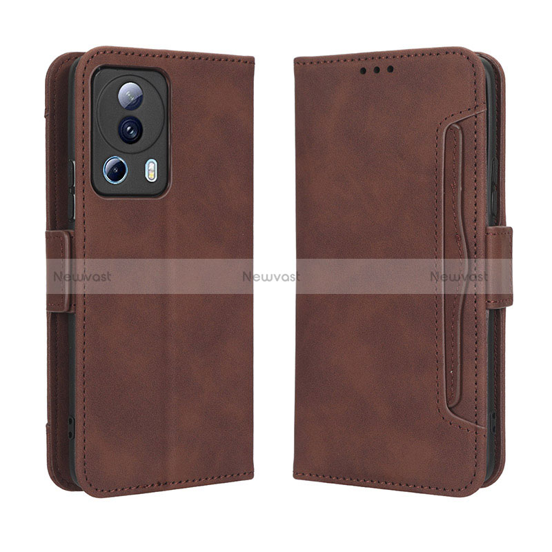 Leather Case Stands Flip Cover Holder BY3 for Xiaomi Civi 2 5G Brown