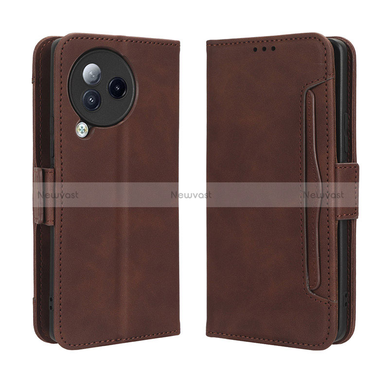 Leather Case Stands Flip Cover Holder BY3 for Xiaomi Civi 3 5G Brown