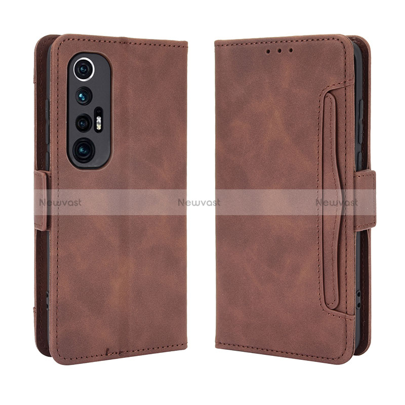 Leather Case Stands Flip Cover Holder BY3 for Xiaomi Mi 10S 5G Brown