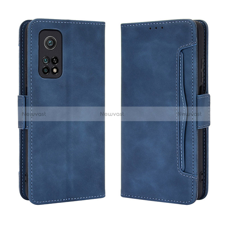 Leather Case Stands Flip Cover Holder BY3 for Xiaomi Mi 10T 5G Blue