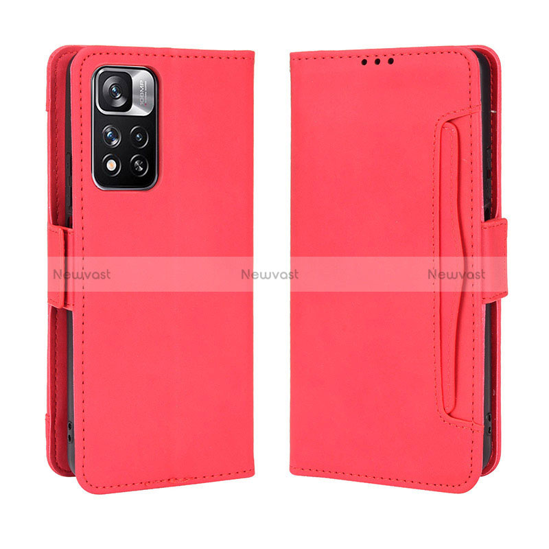 Leather Case Stands Flip Cover Holder BY3 for Xiaomi Mi 11i 5G (2022) Red