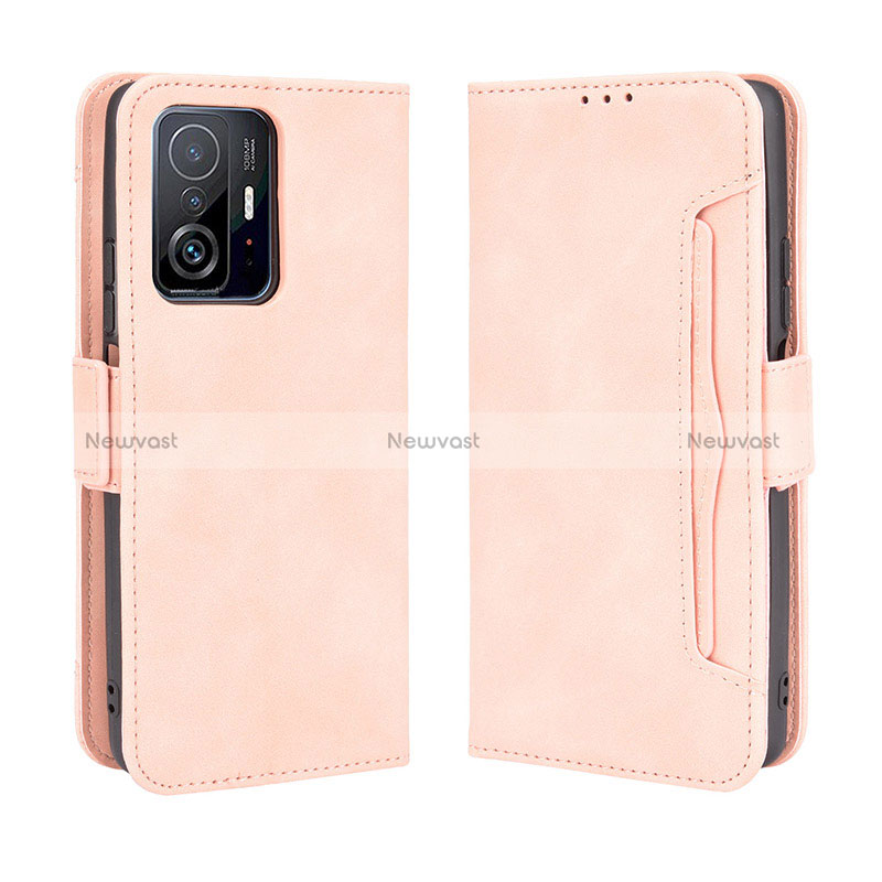 Leather Case Stands Flip Cover Holder BY3 for Xiaomi Mi 11T 5G Pink