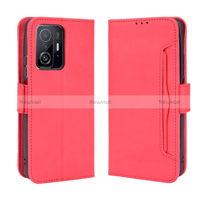 Leather Case Stands Flip Cover Holder BY3 for Xiaomi Mi 11T 5G Red