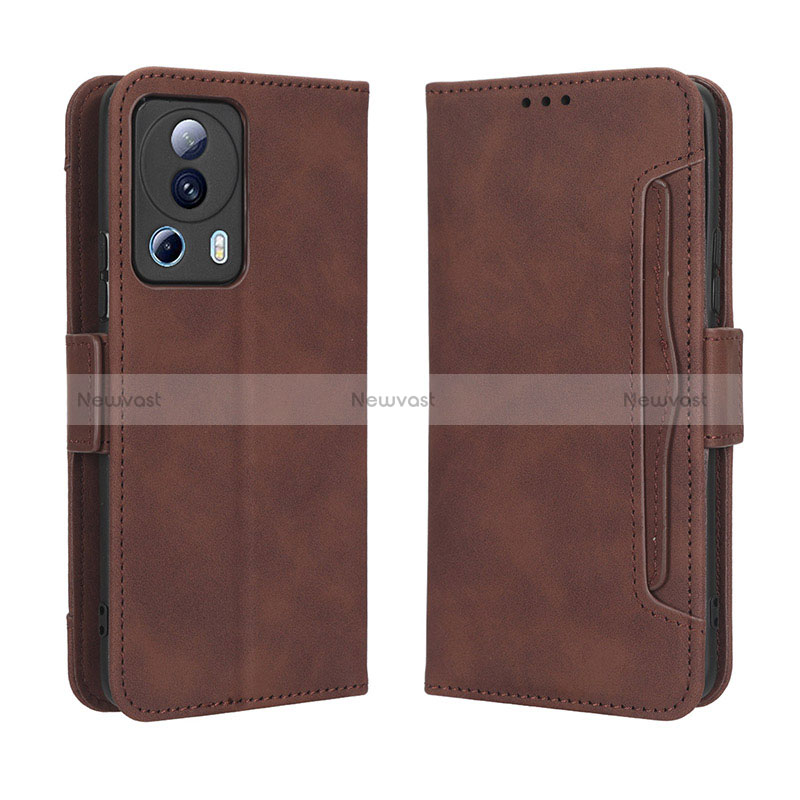 Leather Case Stands Flip Cover Holder BY3 for Xiaomi Mi 12 Lite NE 5G Brown