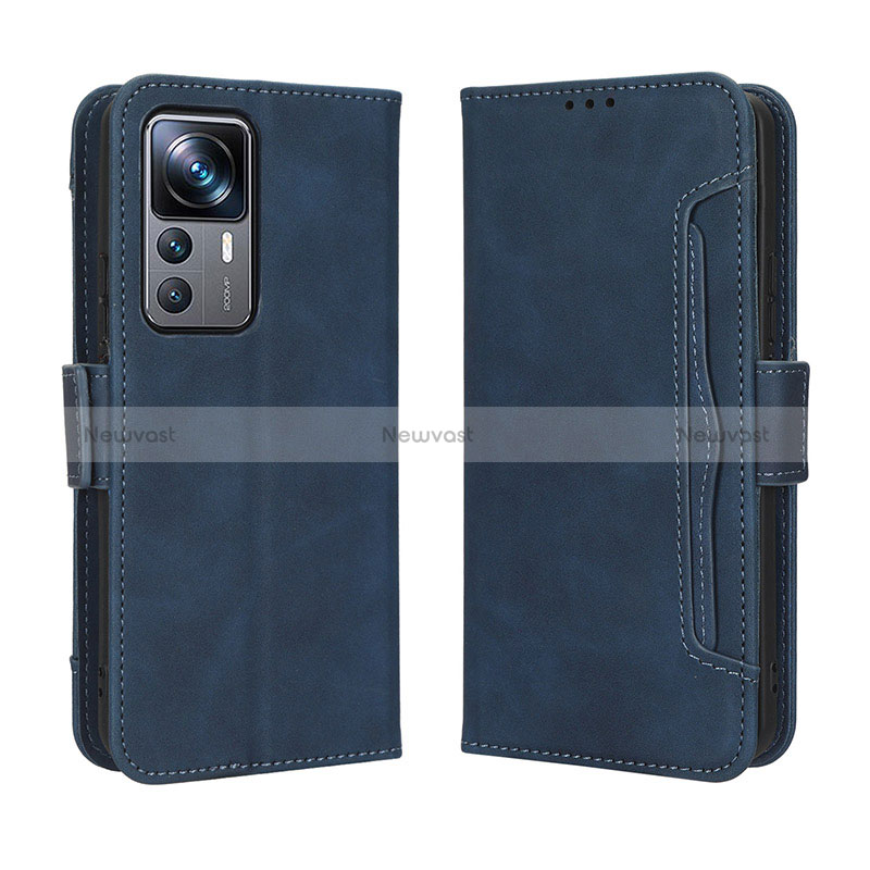 Leather Case Stands Flip Cover Holder BY3 for Xiaomi Mi 12T 5G Blue