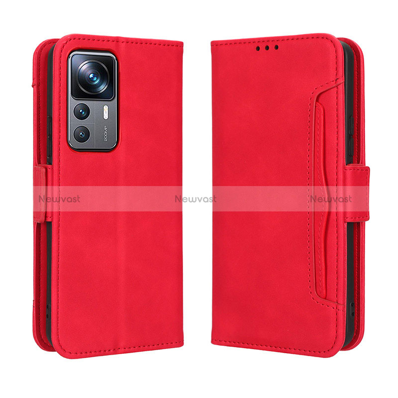 Leather Case Stands Flip Cover Holder BY3 for Xiaomi Mi 12T 5G Red