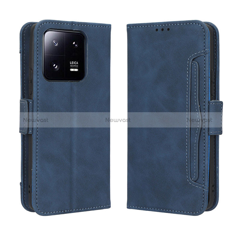 Leather Case Stands Flip Cover Holder BY3 for Xiaomi Mi 13 Pro 5G Blue