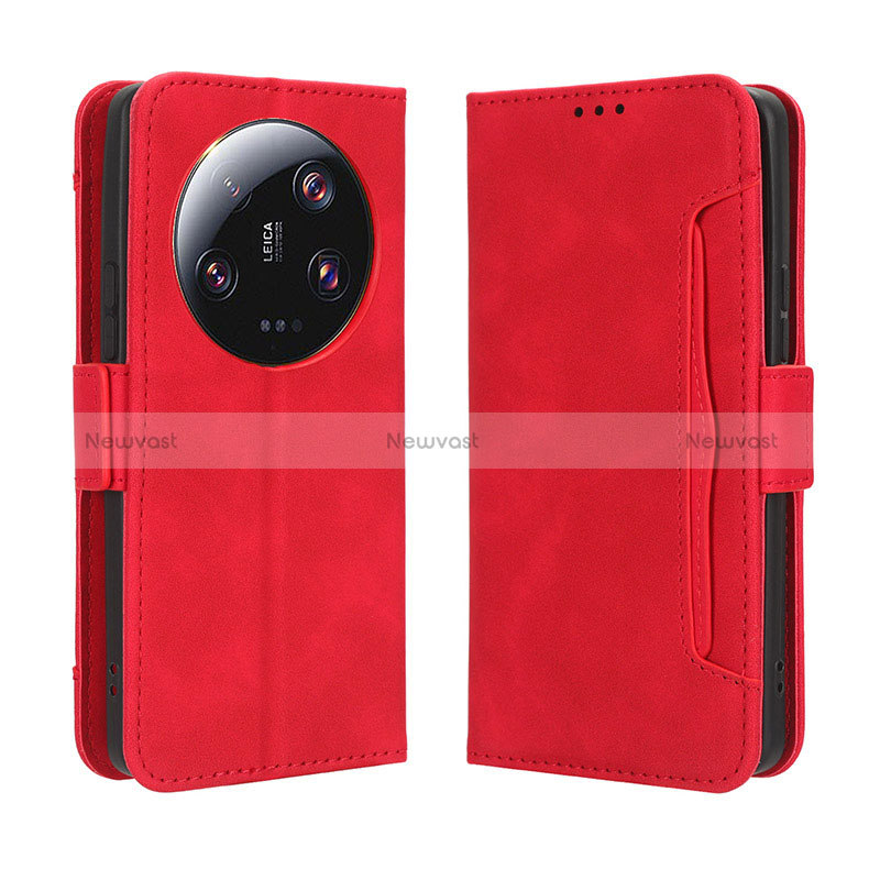 Leather Case Stands Flip Cover Holder BY3 for Xiaomi Mi 13 Ultra 5G Red