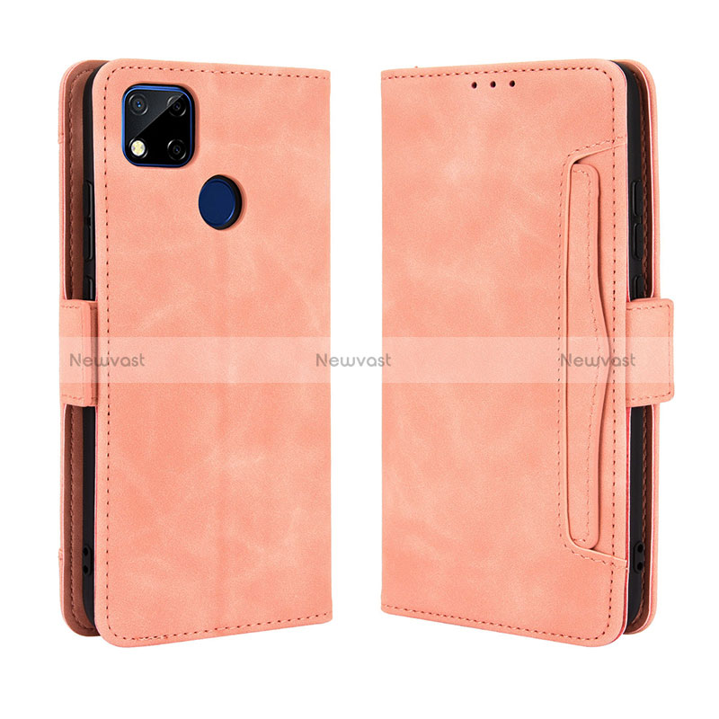 Leather Case Stands Flip Cover Holder BY3 for Xiaomi POCO C3 Pink