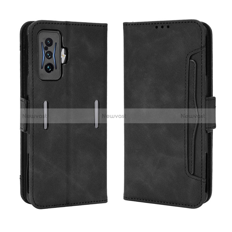 Leather Case Stands Flip Cover Holder BY3 for Xiaomi Poco F4 GT 5G Black