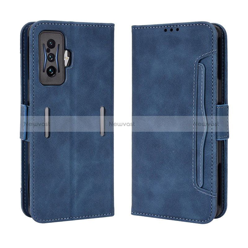 Leather Case Stands Flip Cover Holder BY3 for Xiaomi Poco F4 GT 5G Blue