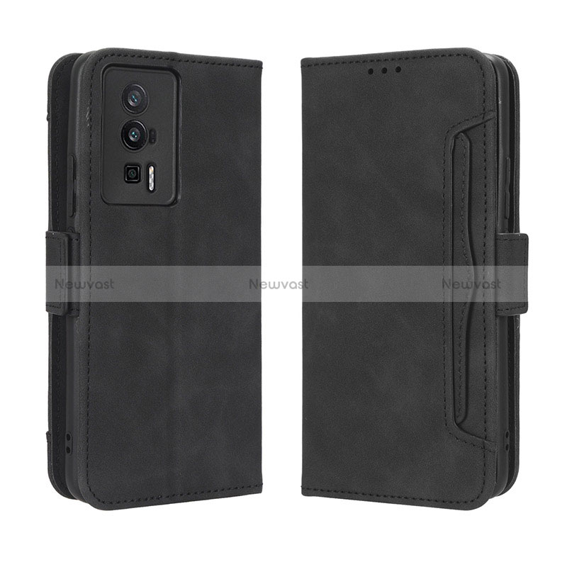 Leather Case Stands Flip Cover Holder BY3 for Xiaomi Poco F5 Pro 5G Black