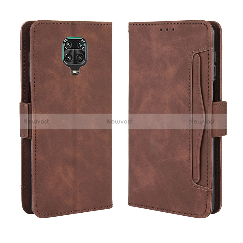 Leather Case Stands Flip Cover Holder BY3 for Xiaomi Poco M2 Pro Brown