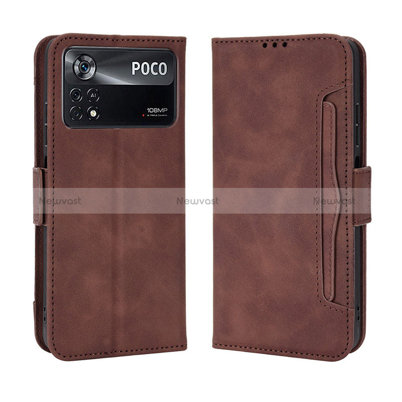 Leather Case Stands Flip Cover Holder BY3 for Xiaomi Poco M4 Pro 4G