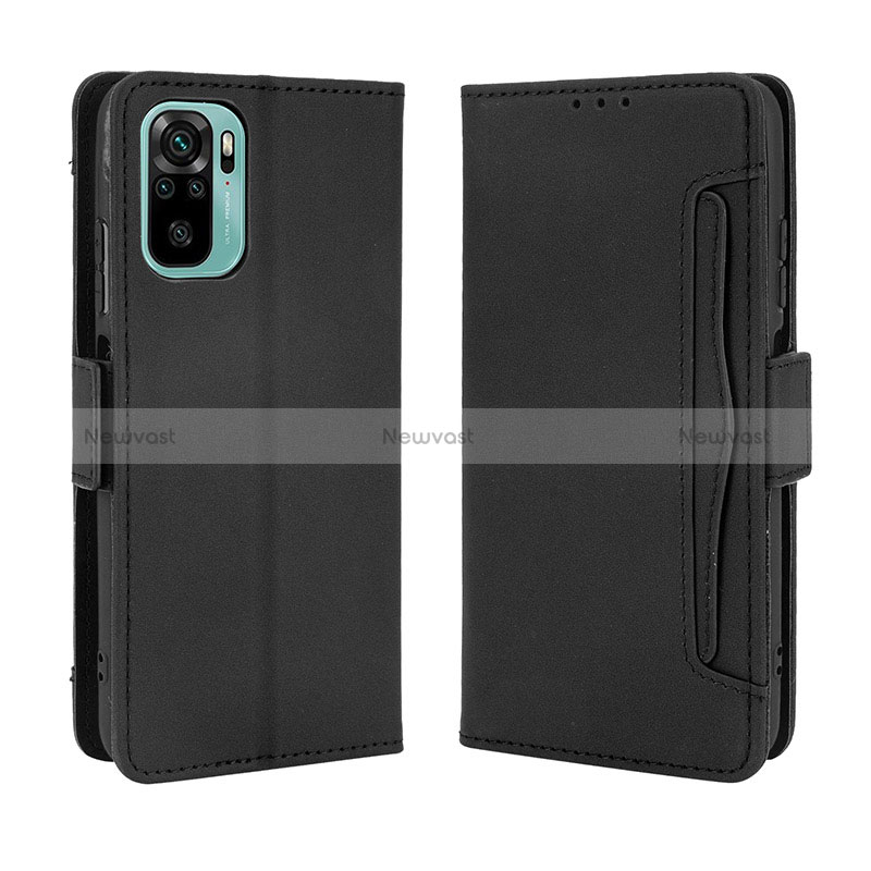 Leather Case Stands Flip Cover Holder BY3 for Xiaomi Poco M5S Black