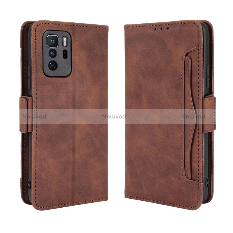 Leather Case Stands Flip Cover Holder BY3 for Xiaomi Poco X3 GT 5G Brown