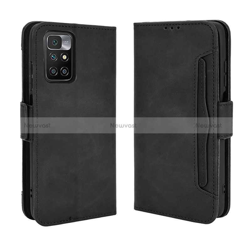 Leather Case Stands Flip Cover Holder BY3 for Xiaomi Redmi 10 (2022) Black