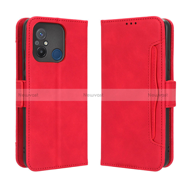 Leather Case Stands Flip Cover Holder BY3 for Xiaomi Redmi 11A 4G Red