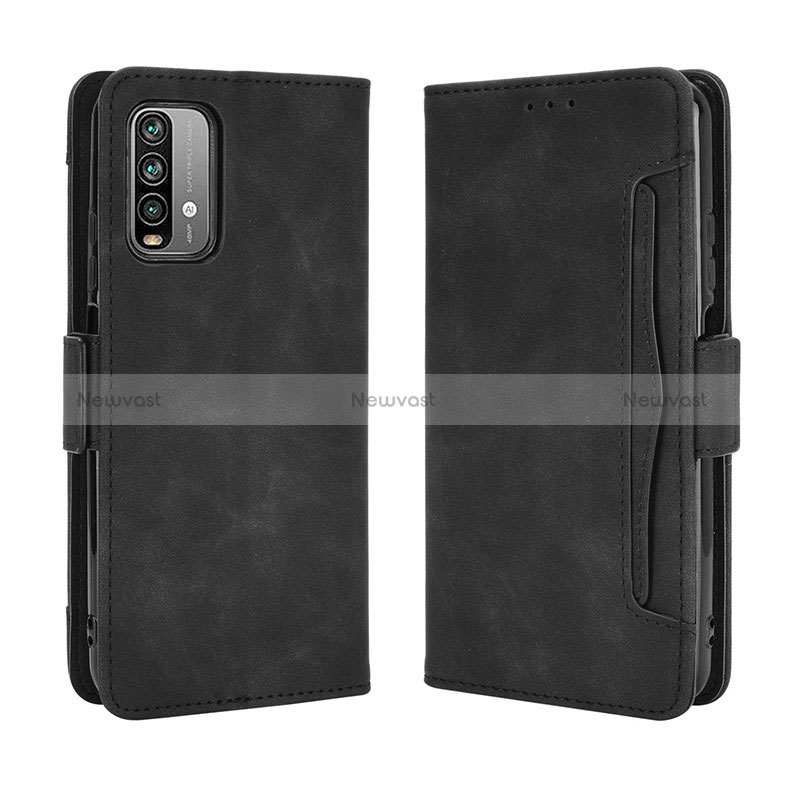 Leather Case Stands Flip Cover Holder BY3 for Xiaomi Redmi 9T 4G Black