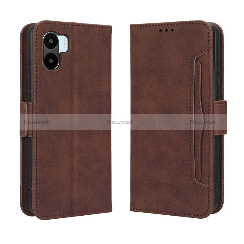 Leather Case Stands Flip Cover Holder BY3 for Xiaomi Redmi A1 Brown