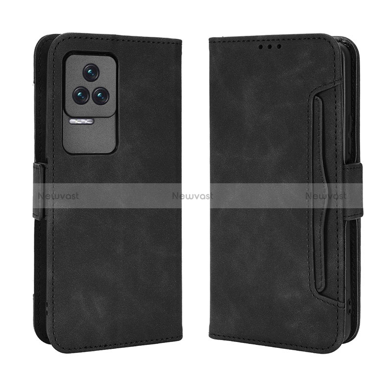 Leather Case Stands Flip Cover Holder BY3 for Xiaomi Redmi K40S 5G Black