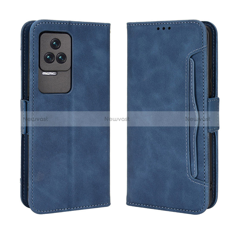 Leather Case Stands Flip Cover Holder BY3 for Xiaomi Redmi K40S 5G Blue