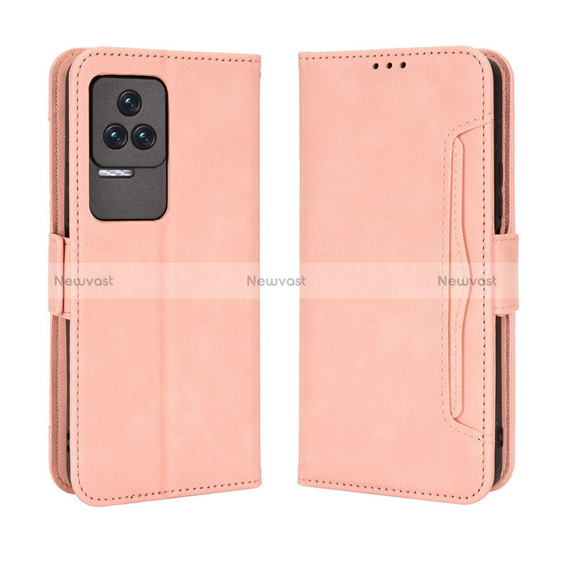 Leather Case Stands Flip Cover Holder BY3 for Xiaomi Redmi K40S 5G Pink