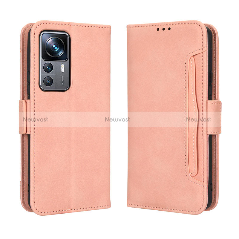 Leather Case Stands Flip Cover Holder BY3 for Xiaomi Redmi K50 Ultra 5G Pink