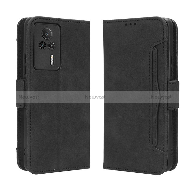 Leather Case Stands Flip Cover Holder BY3 for Xiaomi Redmi K60E 5G Black